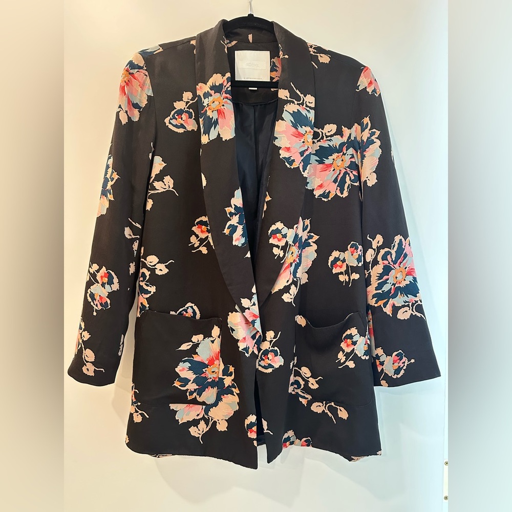 Anthropologie Black Floral Blazer